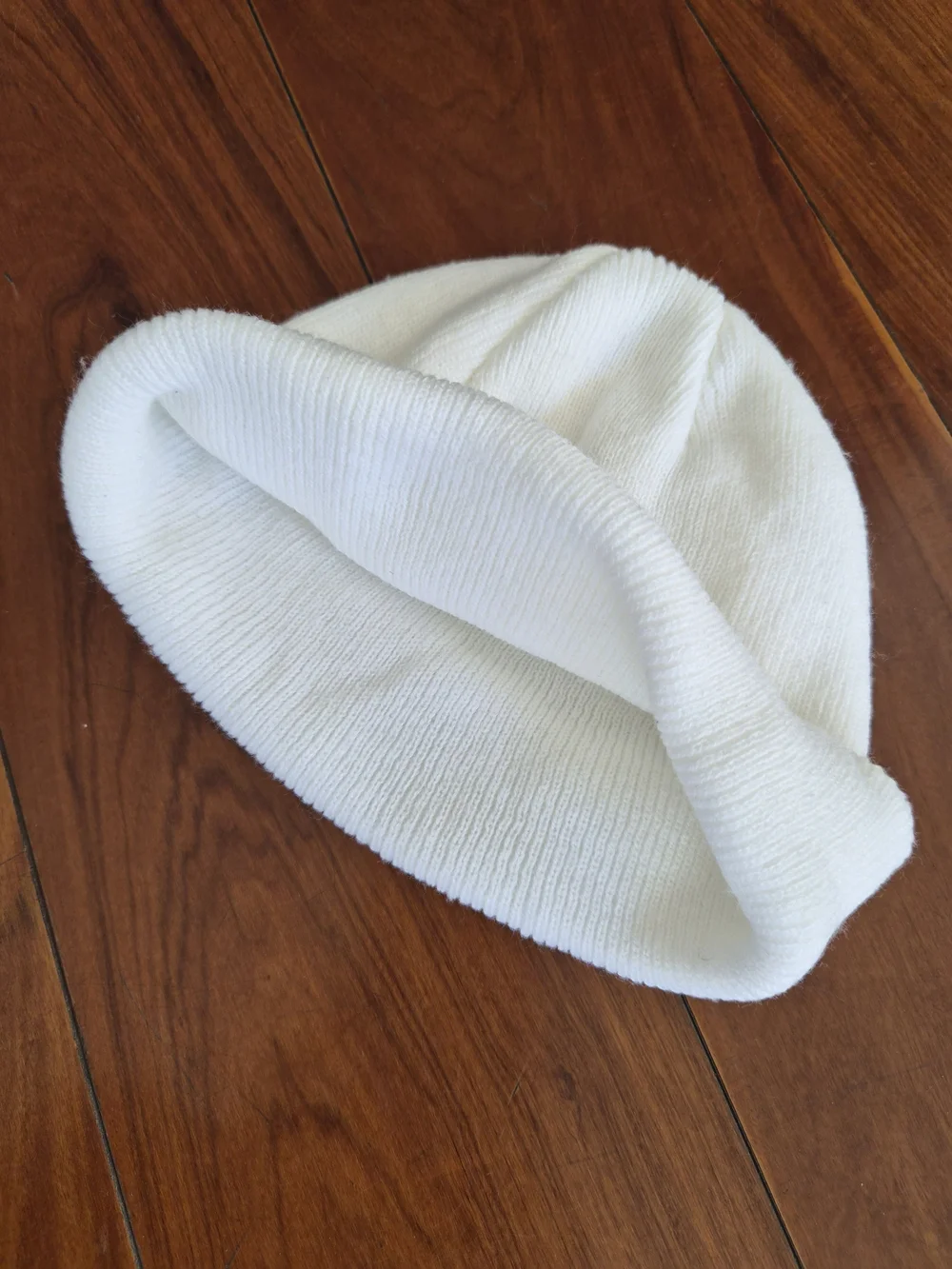Kids White Ribbed Knit Beanie Winter Hat
